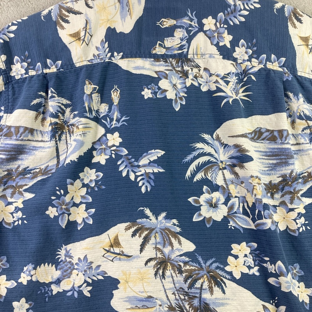 Tommy Bahama Hawaiian Shirt Men Large All Over Print Blue Silk Button Up Casual - Picture 16 of 16